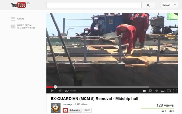 EX- GUARDIAN (MCM 5) Removal - Midship hull
